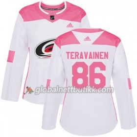 Carolina Hurricanes Hockeydrakt Teuvo Teravainen 86 2017-2018 Hvit Rosa Fashion Adidas Authentic - Dame